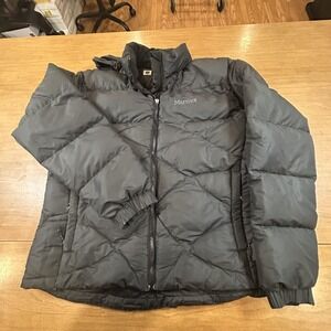 Marmot Jacket Womens XL Goose Down Puffer Hooded Full Zip Winter Coat *NO PULL*